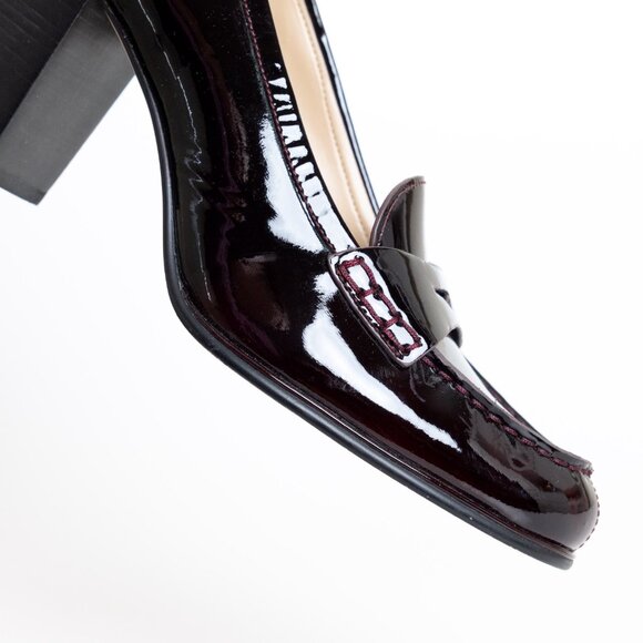 Michael Kors Buchanan Burgundy Patent Block Heel Loafers Preppy - Picture 8 of 16